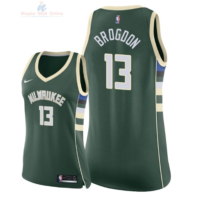 Acquista Maglia NBA Donna Milwaukee Bucks #13 Malcolm Brogdon Verde Icon 2018