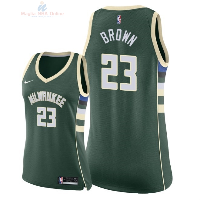 Acquista Maglia NBA Donna Milwaukee Bucks #23 Sterling Brown Verde Icon 2018