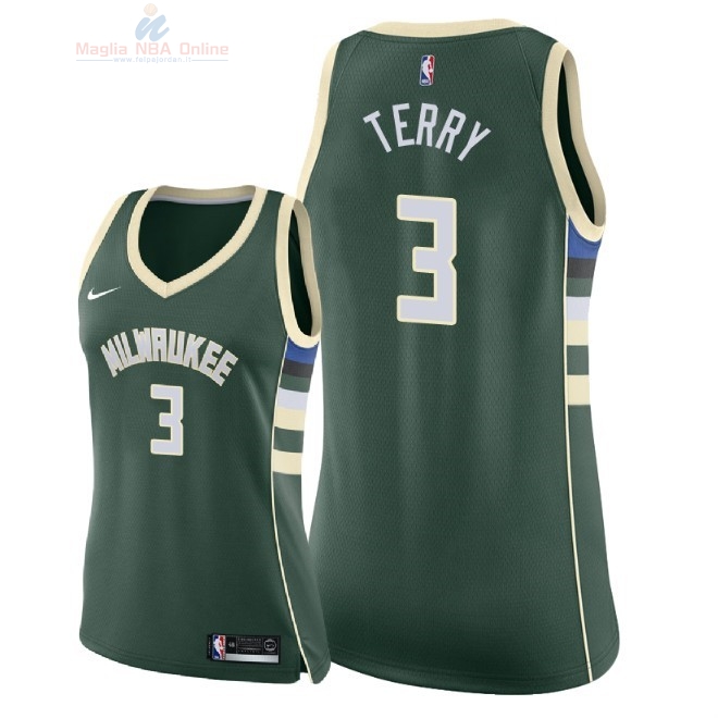 Acquista Maglia NBA Donna Milwaukee Bucks #3 Jason Terry Verde Icon 2018