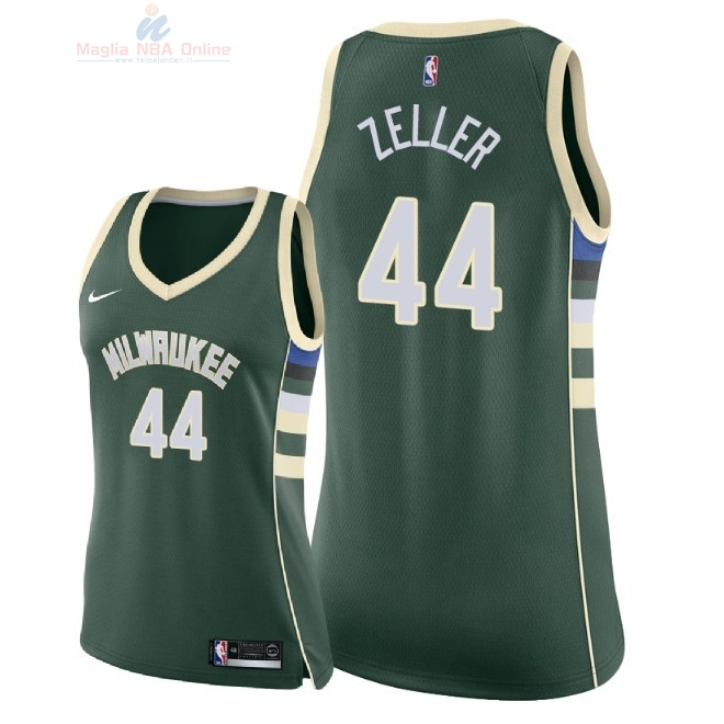 Acquista Maglia NBA Donna Milwaukee Bucks #44 Tyler Zeller Verde Icon 2018