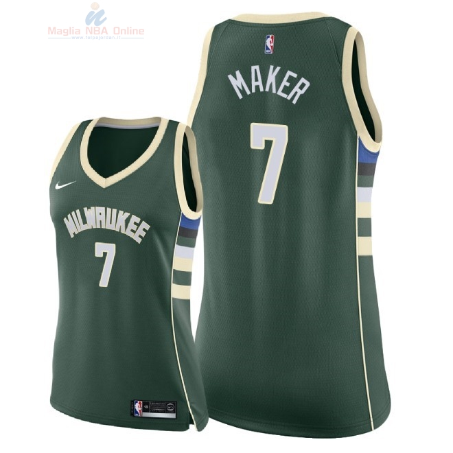 Acquista Maglia NBA Donna Milwaukee Bucks #7 Thon Maker Verde Icon 2018