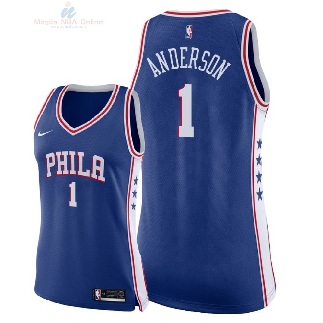 Acquista Maglia NBA Donna Philadelphia Sixers #1 Justin Anderson Blu Icon 2018