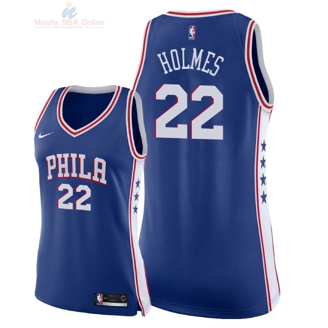 Acquista Maglia NBA Donna Philadelphia Sixers #22 Richaun Holmes Blu Icon 2018