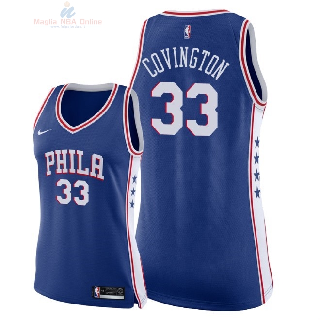 Acquista Maglia NBA Donna Philadelphia Sixers #33 Robert Covington Blu Icon 2018