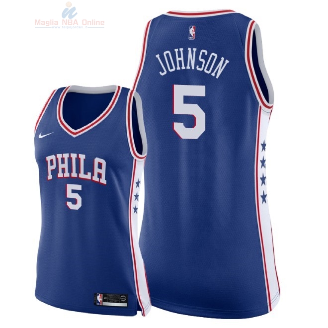 Acquista Maglia NBA Donna Philadelphia Sixers #5 Amir Johnson Blu Icon 2018