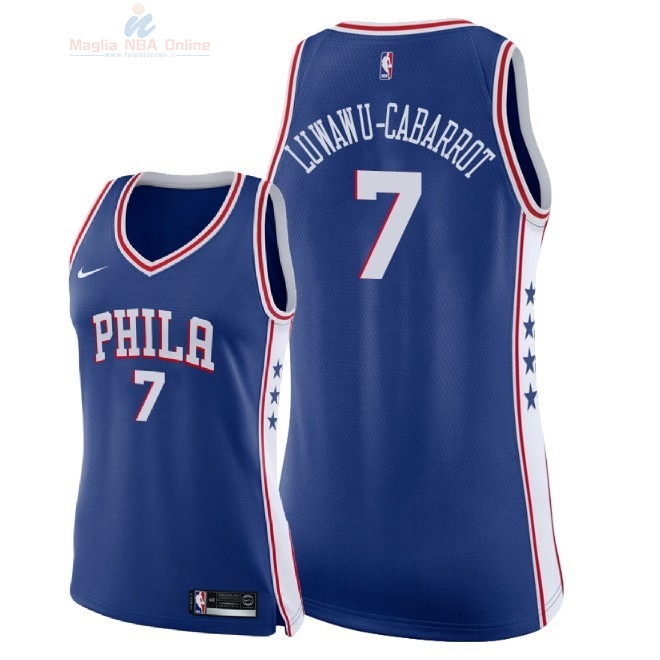 Acquista Maglia NBA Donna Philadelphia Sixers #7 Timothe Luwawu Cabarrot Blu Icon 2018