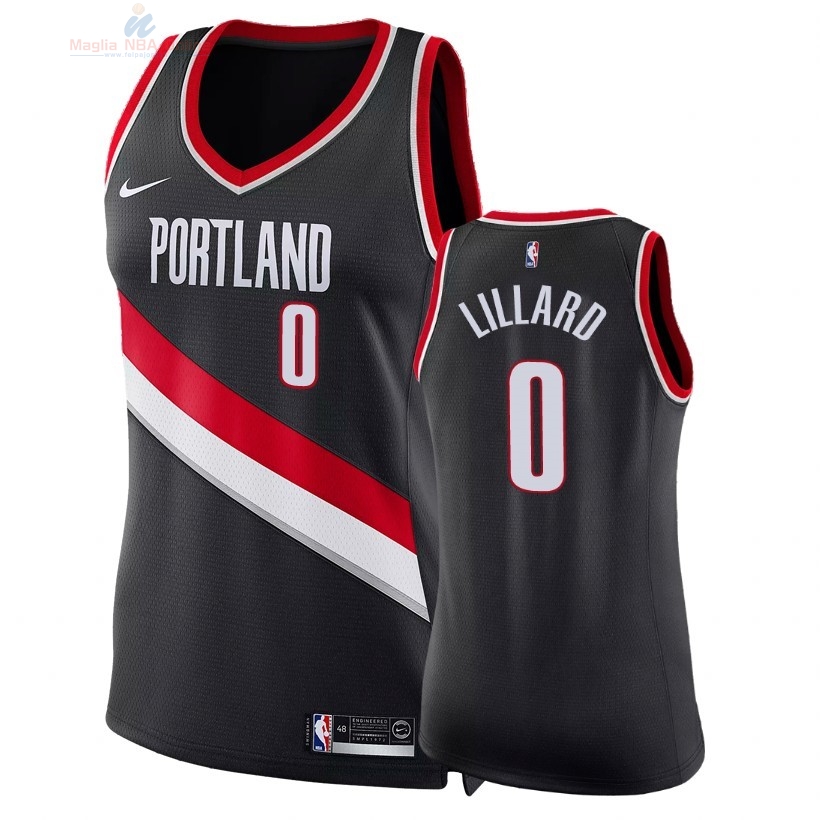 Acquista Maglia NBA Donna Portland Trail Blazers #0 Damian Lillard Nero Icon 2018