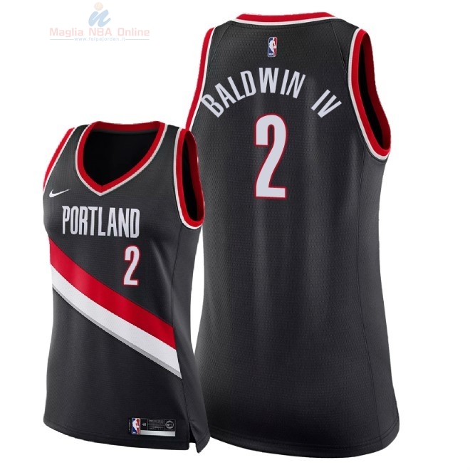 Acquista Maglia NBA Donna Portland Trail Blazers #2 Wade Baldwin IV Nero Icon 2018