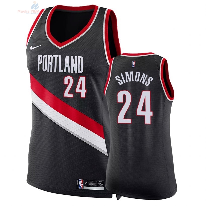 Acquista Maglia NBA Donna Portland Trail Blazers #24 Anfernee Simons Nero Icon 2018