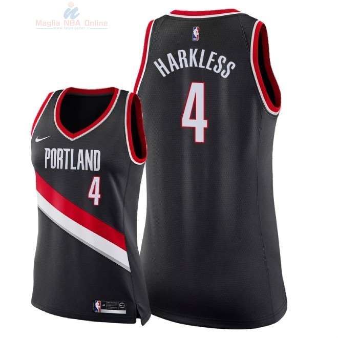 Acquista Maglia NBA Donna Portland Trail Blazers #4 Maurice Harkless Nero Icon 2018
