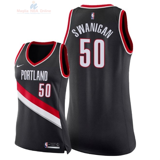 Acquista Maglia NBA Donna Portland Trail Blazers #50 Caleb Swanigan Nero Icon 2018