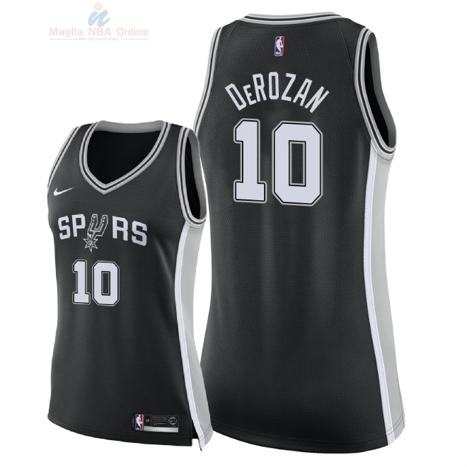 Acquista Maglia NBA Donna San Antonio Spurs #10 DeMar DeRozan Nero Icon 2018