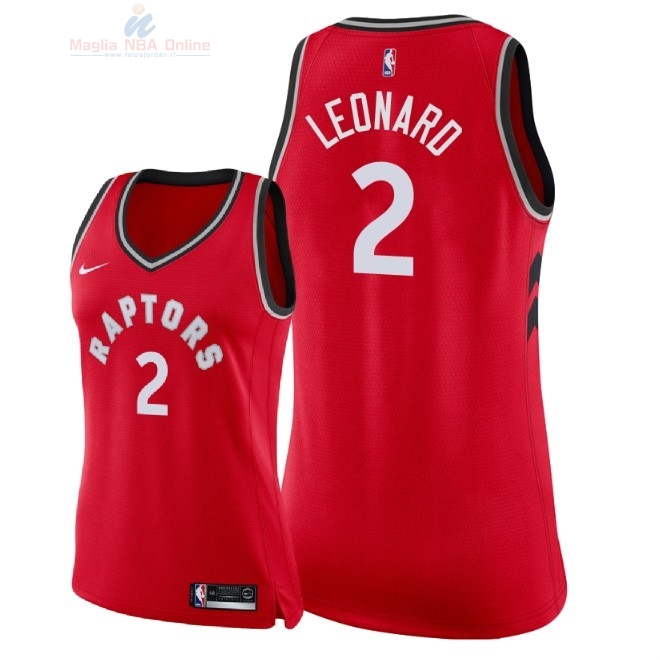 Acquista Maglia NBA Donna Toronto Raptors #2 Kawhi Leonard Rosso Icon 2018