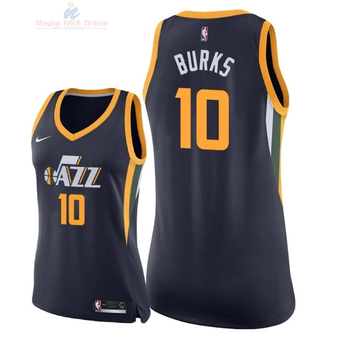 Acquista Maglia NBA Donna Utah Jazz #10 Alec Burks Marino Icon 2018