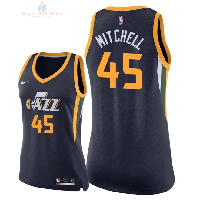 Acquista Maglia NBA Donna Utah Jazz #45 Donovan Mitchell Marino Icon 2018