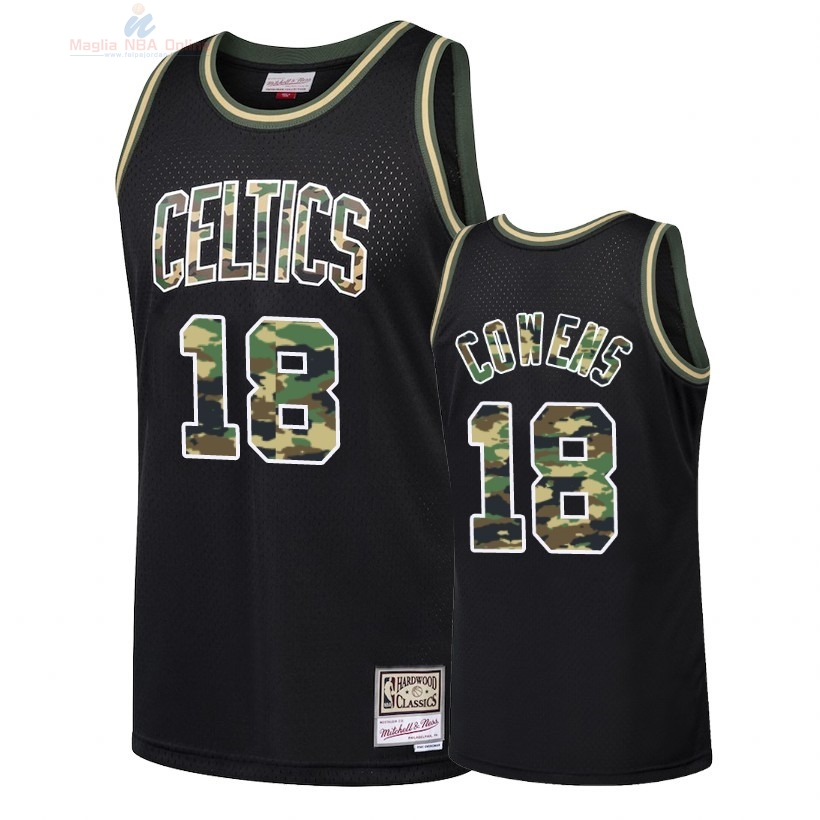 Acquista Maglia NBA Dritto Fire Camo Boston Celtics #18 David Cowens Nero 2018