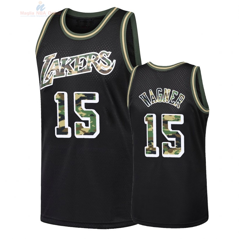 Acquista Maglia NBA Dritto Fire Camo Los Angeles Lakers #15 Moritz Wagner Nero 2018