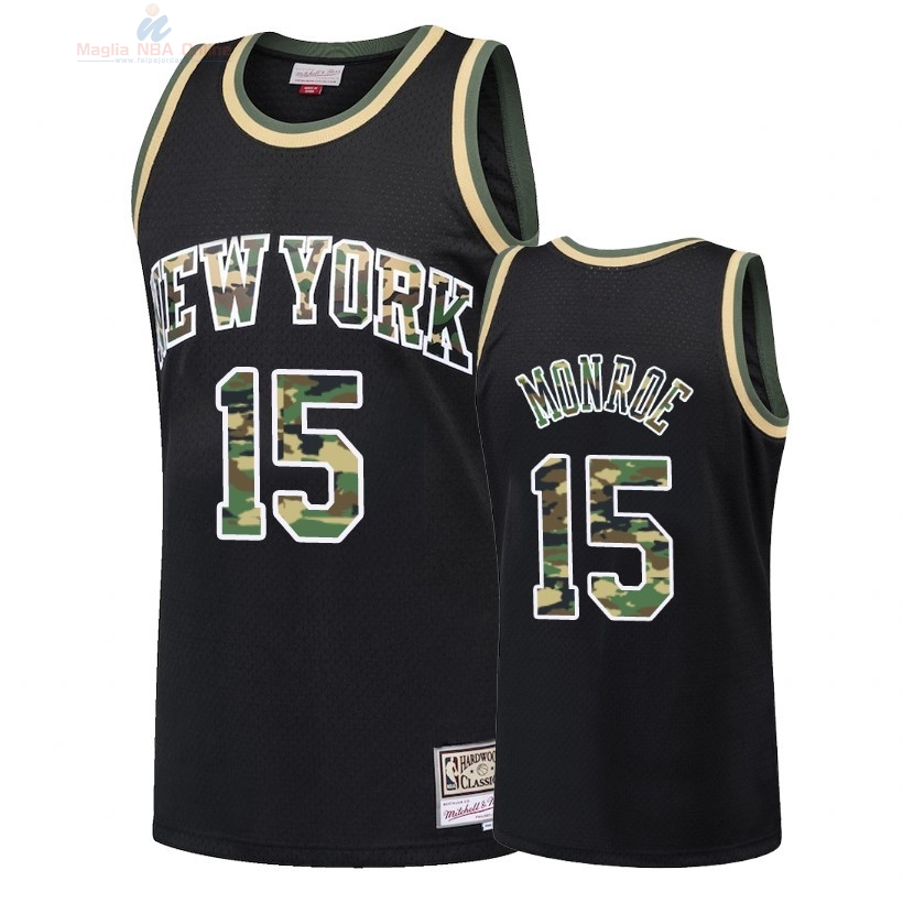 Acquista Maglia NBA Dritto Fire Camo New York Knicks #15 Earl Monroe Nero 2018