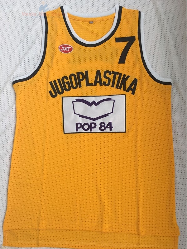 Acquista Maglia NBA Film Basket Jugoplastika Yugoslavia Croatia #7 Toni Kukoc Giallo