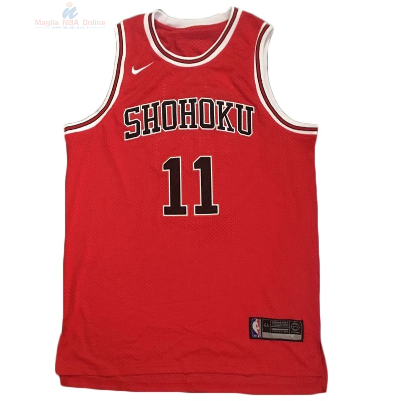 Acquista Maglia NBA Film Basket Slam Dunk Shohoku #11 Rukawa Kaede Rosso