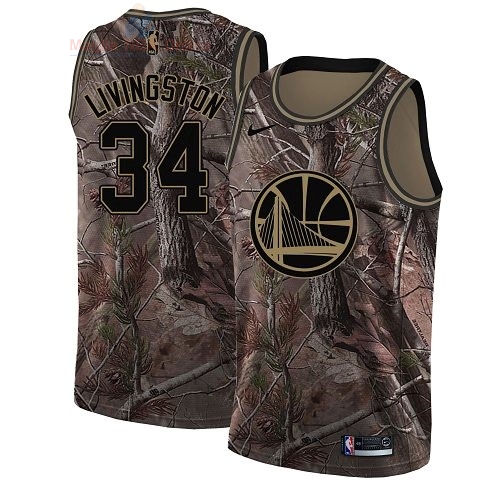 Acquista Maglia NBA Golden State Warriors #34 Shaun Livingston Camo Swingman Collezione Realtree 2018