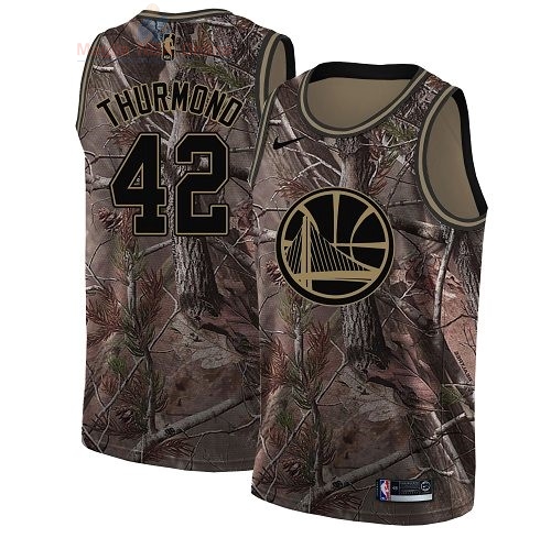 Acquista Maglia NBA Golden State Warriors #42 Nate Thurmond Camo Swingman Collezione Realtree 2018