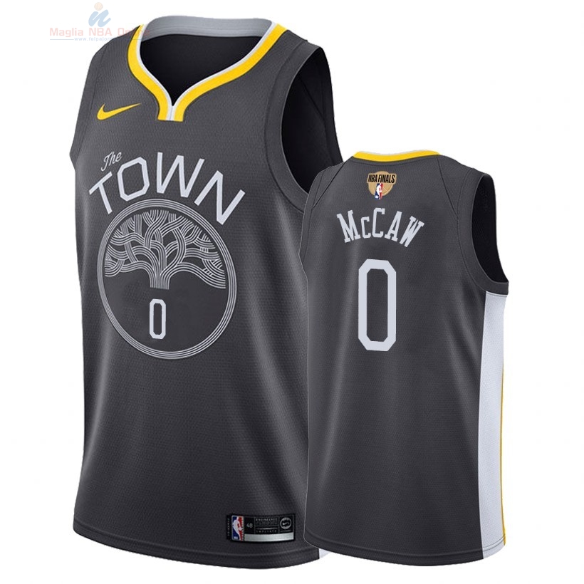 Acquista Maglia NBA Golden State Warriors 2018 Campionato Finali #0 Patrick McCaw Nero Statement Patch