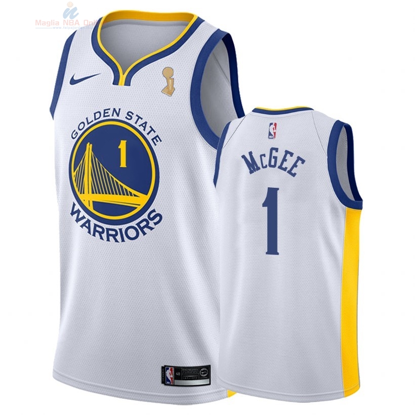 Acquista Maglia NBA Golden State Warriors 2018 Campionato Finali #1 JaVale McGee Bianco