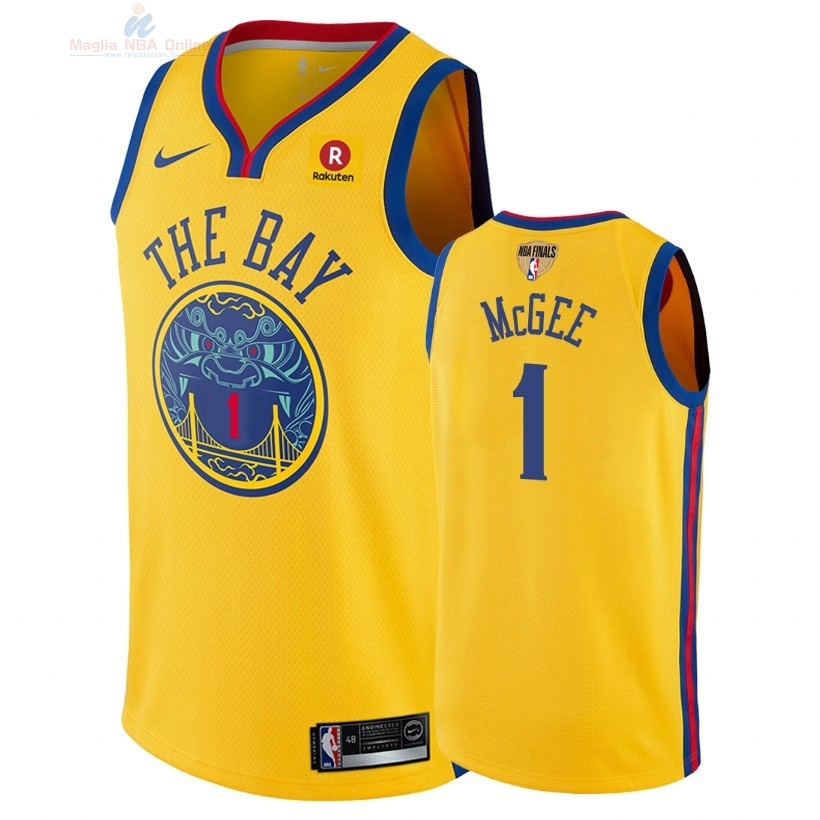 Acquista Maglia NBA Golden State Warriors 2018 Campionato Finali #1 JaVale McGee Giallo Città Patch