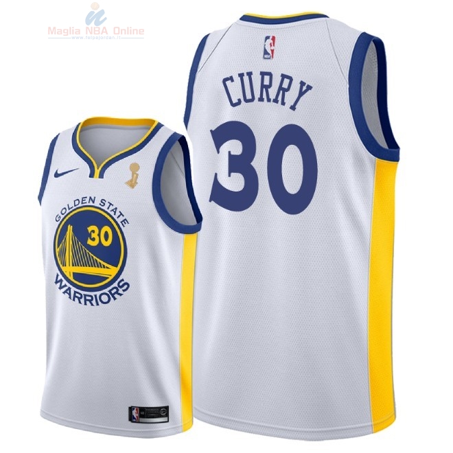 Acquista Maglia NBA Golden State Warriors 2018 Campionato Finali #30 Stephen Curry Bianco