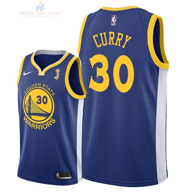 Acquista Maglia NBA Golden State Warriors 2018 Campionato Finali #30 Stephen Curry Blu