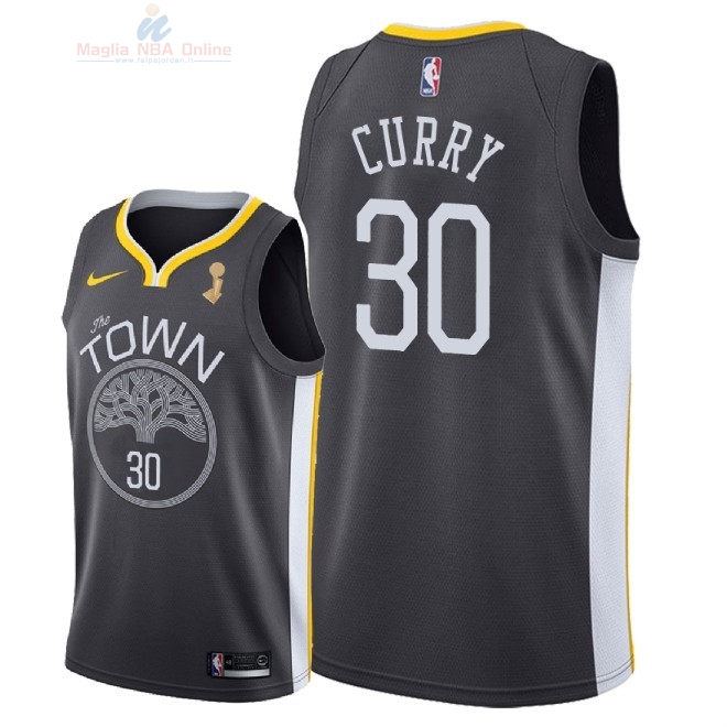 Acquista Maglia NBA Golden State Warriors 2018 Campionato Finali #30 Stephen Curry Nero