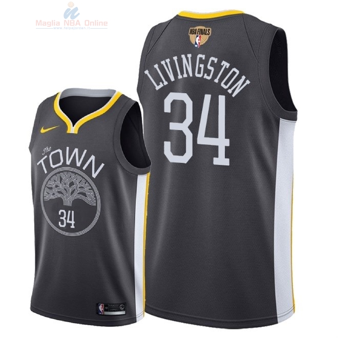 Acquista Maglia NBA Golden State Warriors 2018 Campionato Finali #34 Shaun Livingston Nero Statement Patch