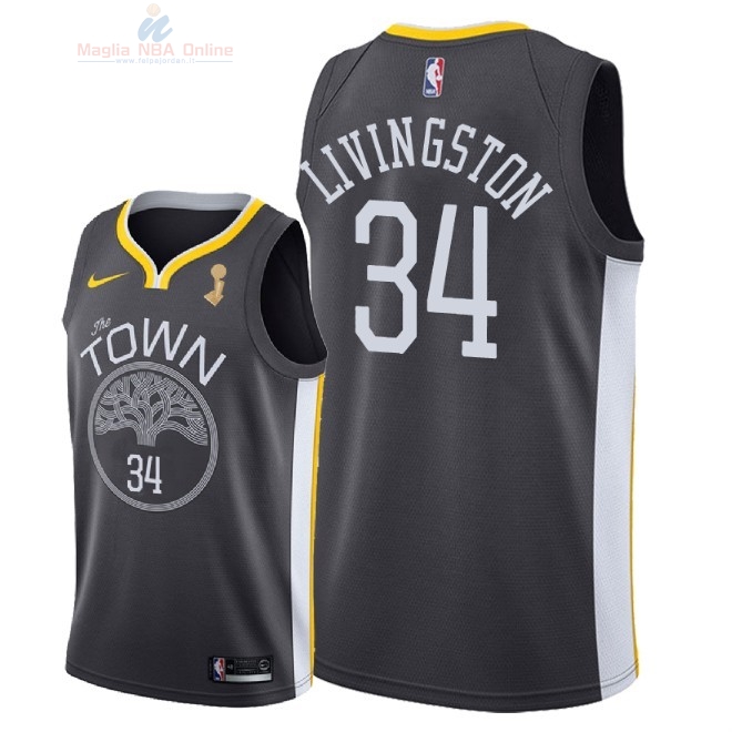 Acquista Maglia NBA Golden State Warriors 2018 Campionato Finali #34 Shaun Livingston Nero