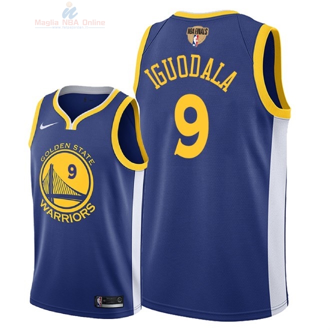 Acquista Maglia NBA Golden State Warriors 2018 Campionato Finali #9 Andre Iguodala Blu Icon Patch