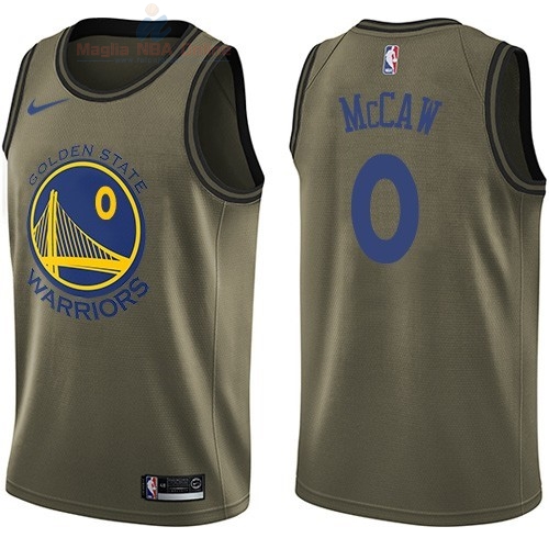 Acquista Maglia NBA Golden State Warriors Servizio Di Saluto #0 Patrick McCaw Nike Army Green 2018