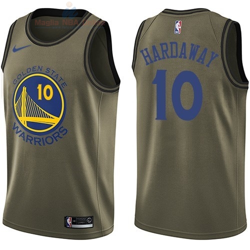 Acquista Maglia NBA Golden State Warriors Servizio Di Saluto #10 Tim Hardaway Nike Army Green 2018