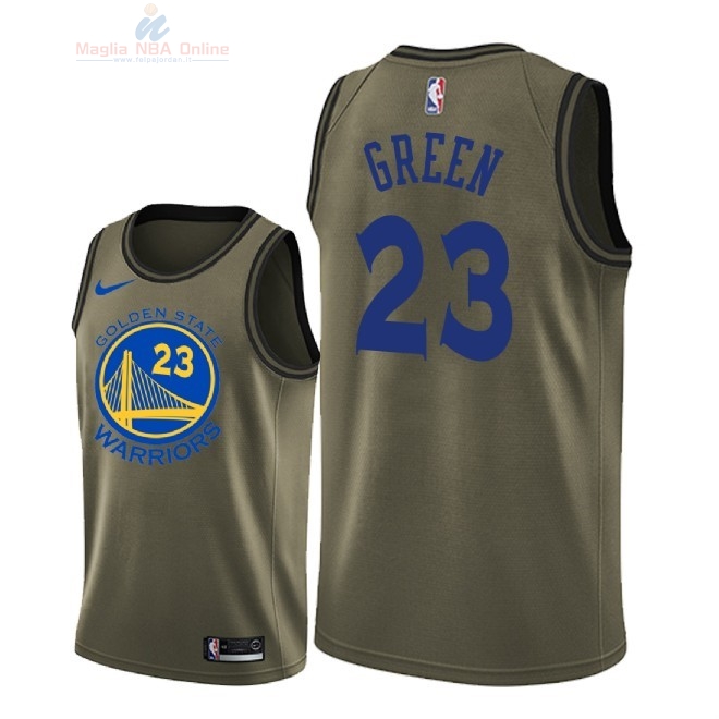 Acquista Maglia NBA Golden State Warriors Servizio Di Saluto #23 Draymond Green Nike Army Green 2018