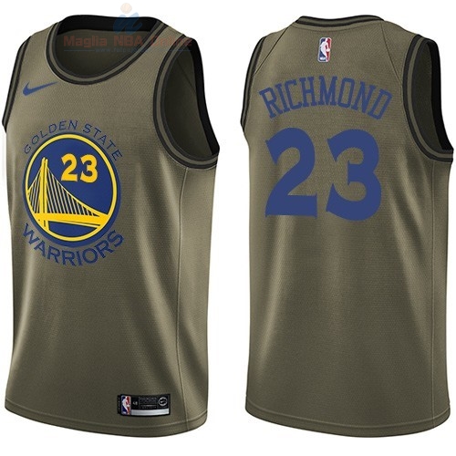 Acquista Maglia NBA Golden State Warriors Servizio Di Saluto #23 Mitch Richmond Nike Army Green 2018