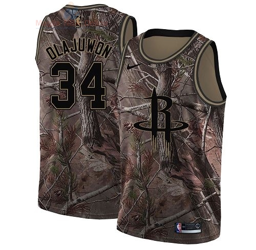 Acquista Maglia NBA Houston Rockets #34 Hakeem Olajuwon Camo Swingman Collezione Realtree 2018