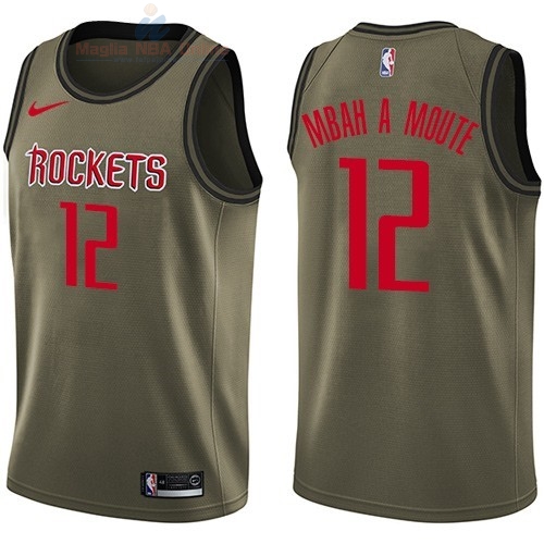 Acquista Maglia NBA Houston Rockets Servizio Di Saluto #12 Luc Mbah a Moute Nike Army Green 2018