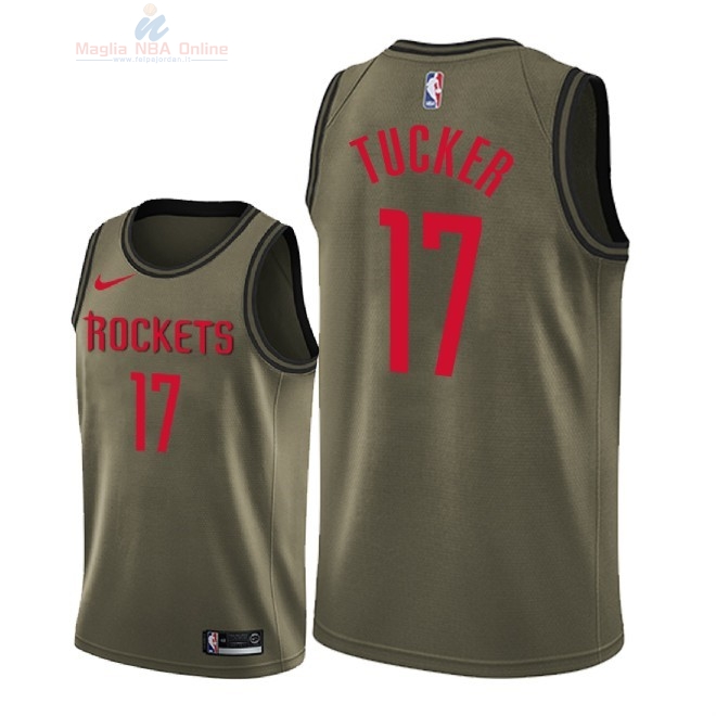 Acquista Maglia NBA Houston Rockets Servizio Di Saluto #17 P.J. Tucker Nike Camo Militare 2018