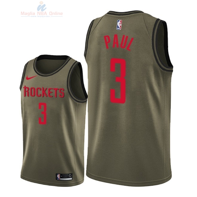 Acquista Maglia NBA Houston Rockets Servizio Di Saluto #3 Chris Paul Nike Camo Militare 2018