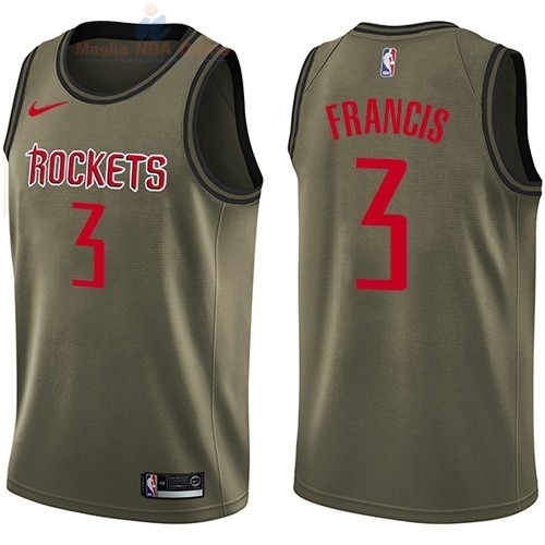 Acquista Maglia NBA Houston Rockets Servizio Di Saluto #3 Steve Francis Nike Army Green 2018