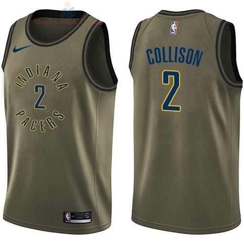 Acquista Maglia NBA Indiana Pacers Servizio Di Saluto #2 Darren Collison Nike Army Green 2018