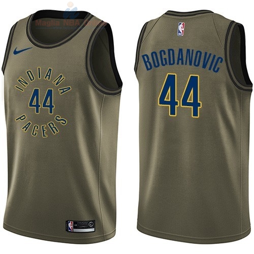 Acquista Maglia NBA Indiana Pacers Servizio Di Saluto #44 Bojan Bogdanovic Nike Army Green 2018