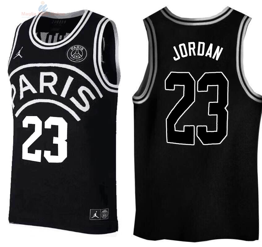Acquista Maglia NBA Jordan x Paris Saint-Germain #23 Jordan Nero Logo Bianco