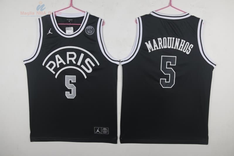 Acquista Maglia NBA Jordan x Paris Saint-Germain #5 Marquinhos Nero