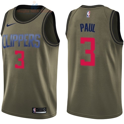 Acquista Maglia NBA Los Angeles Clippers Servizio Di Saluto #3 Chris Paul Nike Army Green 2018