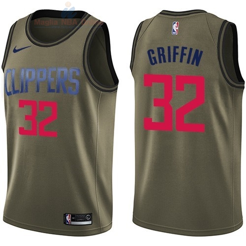 Acquista Maglia NBA Los Angeles Clippers Servizio Di Saluto #32 Blake Griffin Nike Army Green 2018